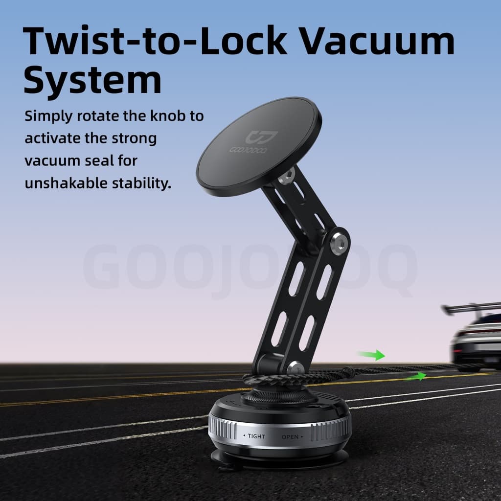 GOOJODOQ Magnetic Car Mount Secure ดูดสูญญากาศ 720° สร้างโลหะผสมไร้การสั่นไหวมุมมองหลายมุม รูปที่ 3