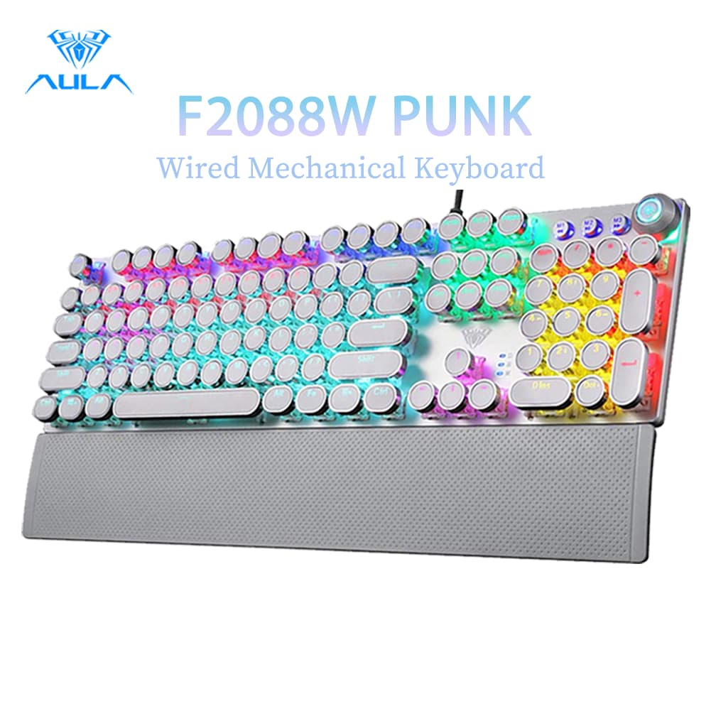 Aula F2088W PUNK คีย์บอร์ดเกมมิ่ง มัลติมีเดีย พร้อมไฟแบ็คไลท์ สําหรับ PC และแล็ปท็อป รูปที่ 1