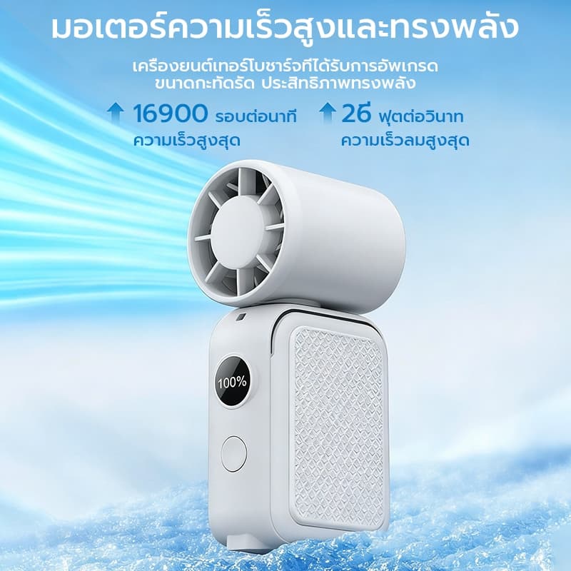 OSGEER พัดลมมินิมือถือแบบพกพาความเร็ว 5 ตัว 16900 RPM พัดลมส่วนตัวความเร็วสูงพร้อมจอแสดงผล LED, ชาร์จ USB, พัดลมมินิพร้อมเชือกเส้นเล็กสําหรับแต่งหน้า, ท่องเที่ยว, พัดลมกลางแจ้งสําหรับผู้หญิง รูปที่ 2