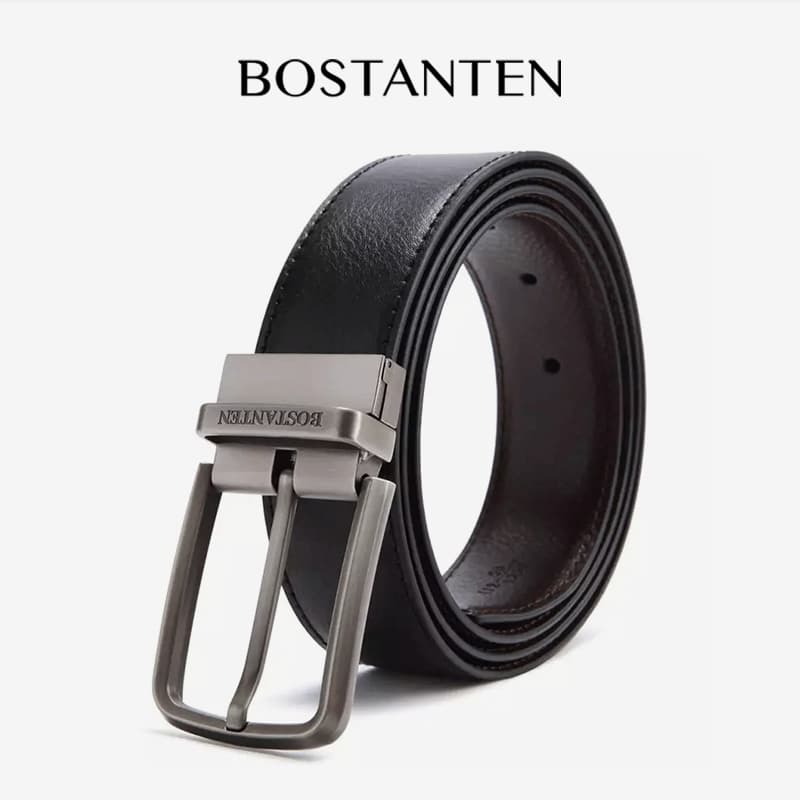 BOSTANTEN เข็มขัดผู้ชาย เข็มขัดหนังวัวแท้ ย้อนยุค ลำลอง ทนทาน สไตล์ธุรกิจ รูปที่ 1