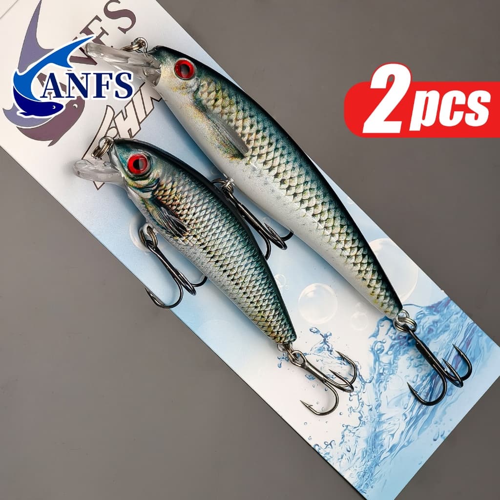 2 ชิ้นที่มีสีสัน Sinking Minnow เหยื่อตกปลา-Realistic Design เหยื่อประดิษฐ์รูปแบบVibrant สําหรับตกปลาน้ําจืดน้ําเค็ม รูปที่ 1