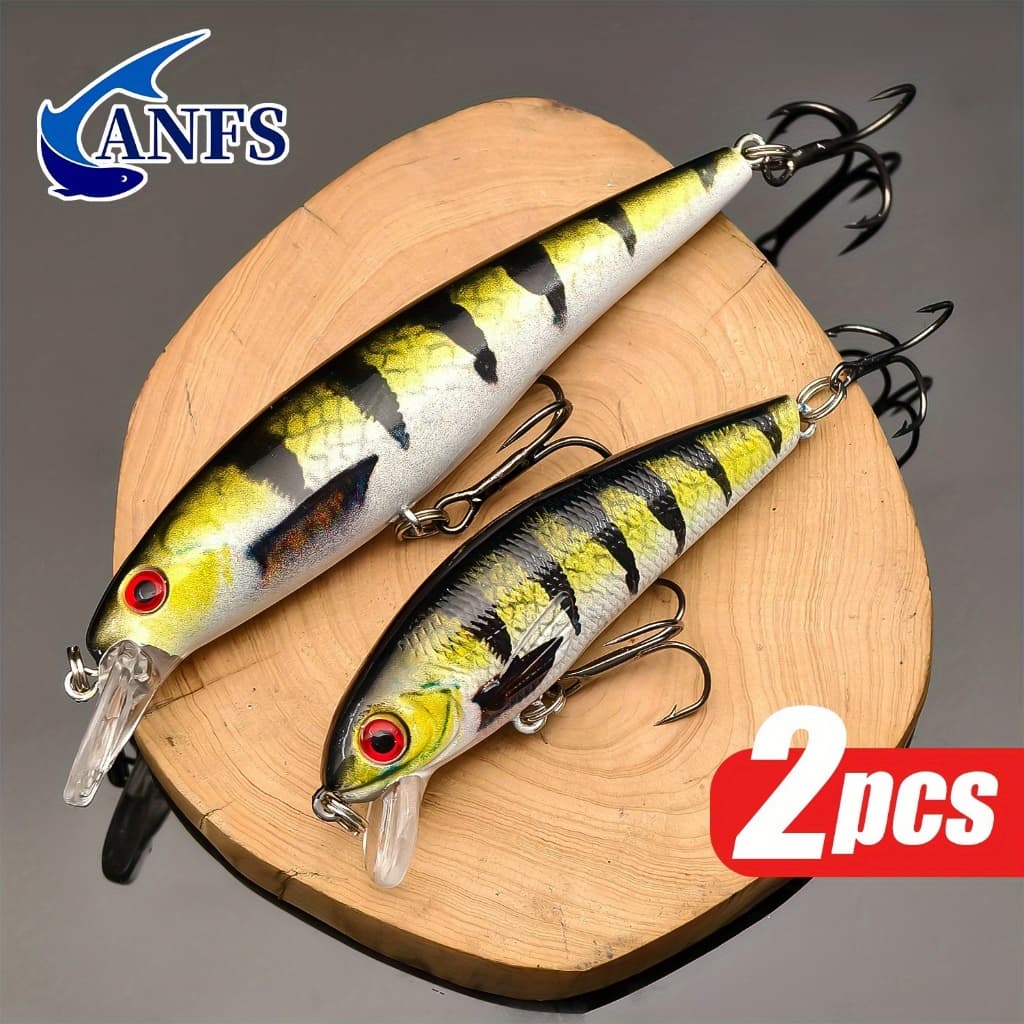 2 ชิ้นที่มีสีสัน Sinking Minnow เหยื่อตกปลา-Realistic Design เหยื่อประดิษฐ์รูปแบบVibrant สําหรับตกปลาน้ําจืดน้ําเค็ม รูปที่ 6