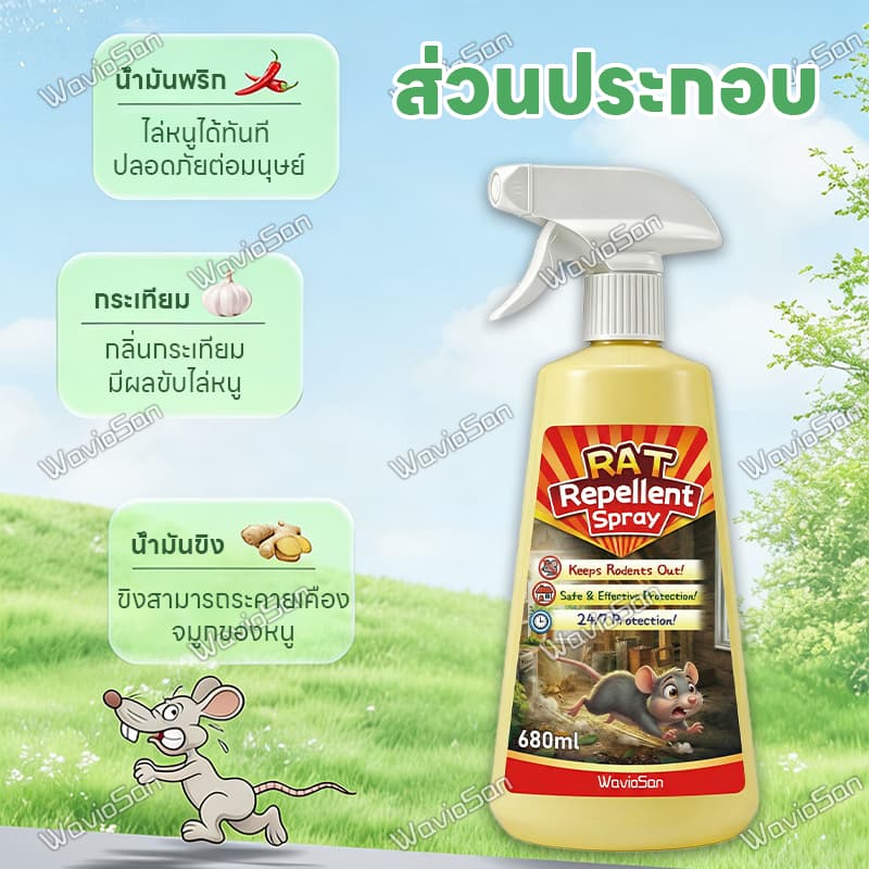 ขับไล่หนูอย่างต่อเนื่องUM สเปรย์ไล่หนู ยาไล่หนู เจลไล่หนู 680ml เหมาะสำหรับรถยนต์ ห้องเครื่อง และใช้ภายในบ้าน สูตรปลอดภัย รูปที่ 4