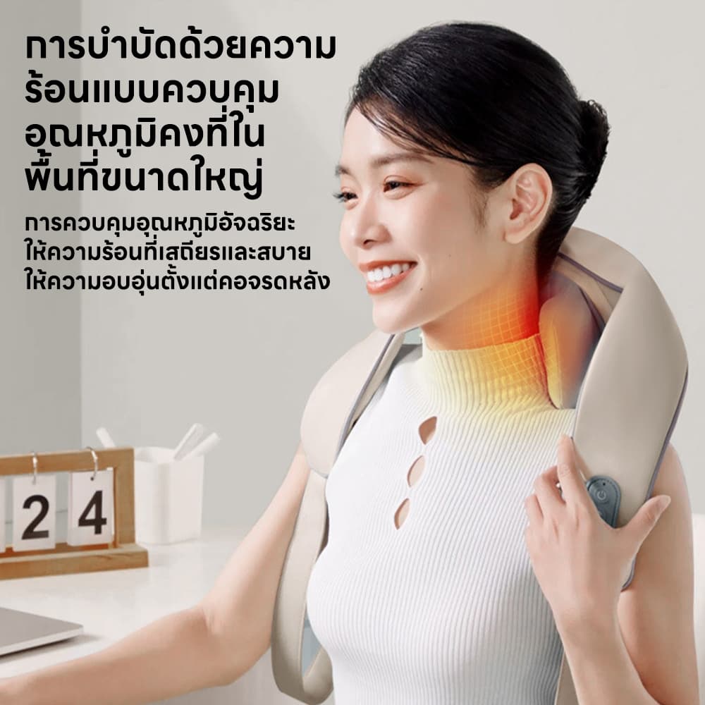 INSMART เครื่องนวดคอ หัวนวด 6 หัว ประคบร้อนไฟฟ้า ครื่องนวดไหล่ นวดคอ/บ่า/ไหล่/ขาเครื่องน ชาร์จไฟได้ รูปที่ 5