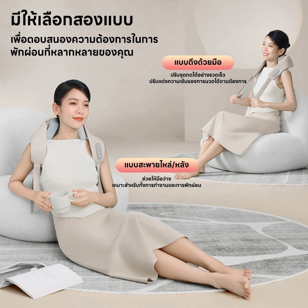 INSMART เครื่องนวดคอ หัวนวด 6 หัว ประคบร้อนไฟฟ้า ครื่องนวดไหล่ นวดคอ/บ่า/ไหล่/ขาเครื่องน ชาร์จไฟได้ รูปที่ 6