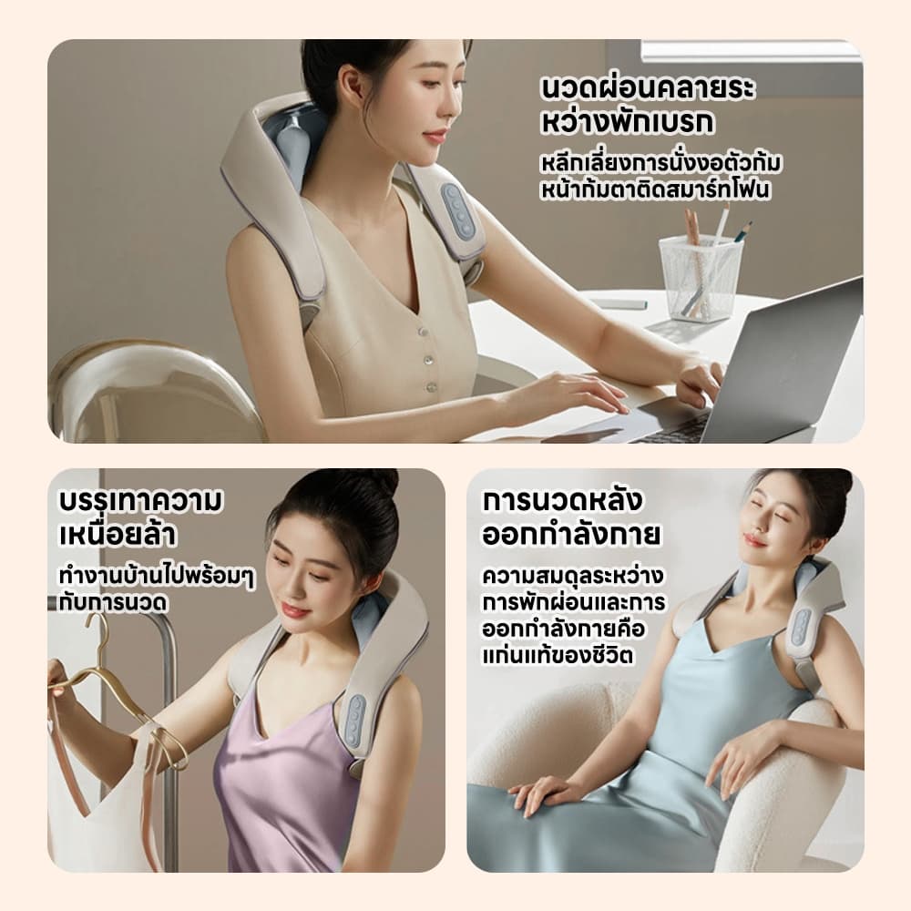 INSMART เครื่องนวดคอ หัวนวด 6 หัว ประคบร้อนไฟฟ้า ครื่องนวดไหล่ นวดคอ/บ่า/ไหล่/ขาเครื่องน ชาร์จไฟได้ รูปที่ 4