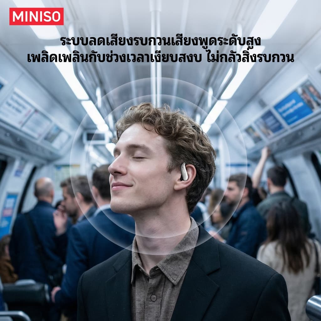 รับประกัน 1 ปี MINISO MS218 ชุดหูฟังบลูทูธไร้สาย AI การแปลแบบเรียลไทม์บลูทูธ 6.0 คุณภาพเสียงไฮไฟ IPX5 ชุดหูฟังบลูทูธธุรกิจกันน้ํา รูปที่ 7