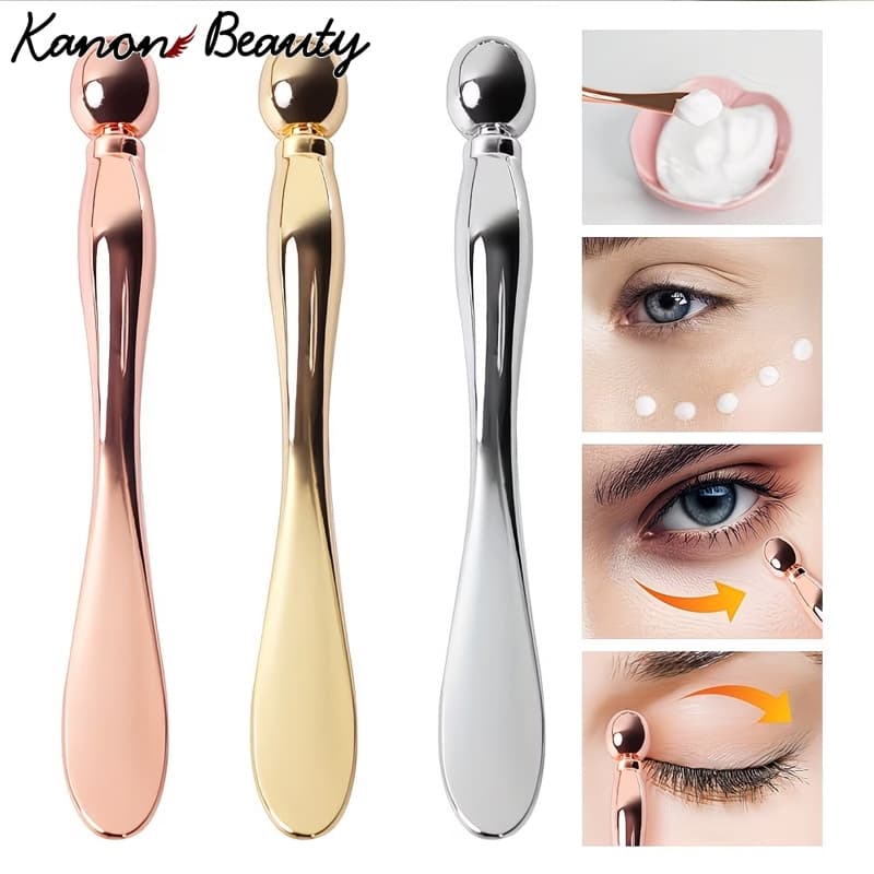 Metal Eye Cream Applicator Face Roller Massager เครื่องมือนวดตา Wand Stick ผู้หญิงสําหรับเครื่องนวดหน้าลดอาการบวม รูปที่ 1