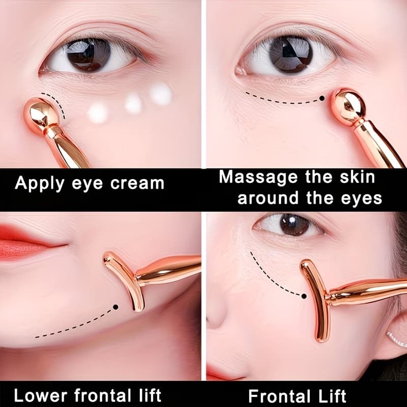 Metal Eye Cream Applicator Face Roller Massager เครื่องมือนวดตา Wand Stick ผู้หญิงสําหรับเครื่องนวดหน้าลดอาการบวม รูปที่ 3