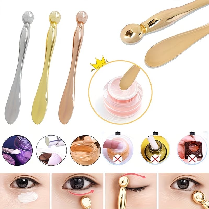 Metal Eye Cream Applicator Face Roller Massager เครื่องมือนวดตา Wand Stick ผู้หญิงสําหรับเครื่องนวดหน้าลดอาการบวม รูปที่ 4