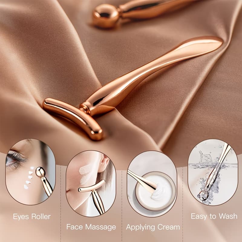 Metal Eye Cream Applicator Face Roller Massager เครื่องมือนวดตา Wand Stick ผู้หญิงสําหรับเครื่องนวดหน้าลดอาการบวม รูปที่ 2