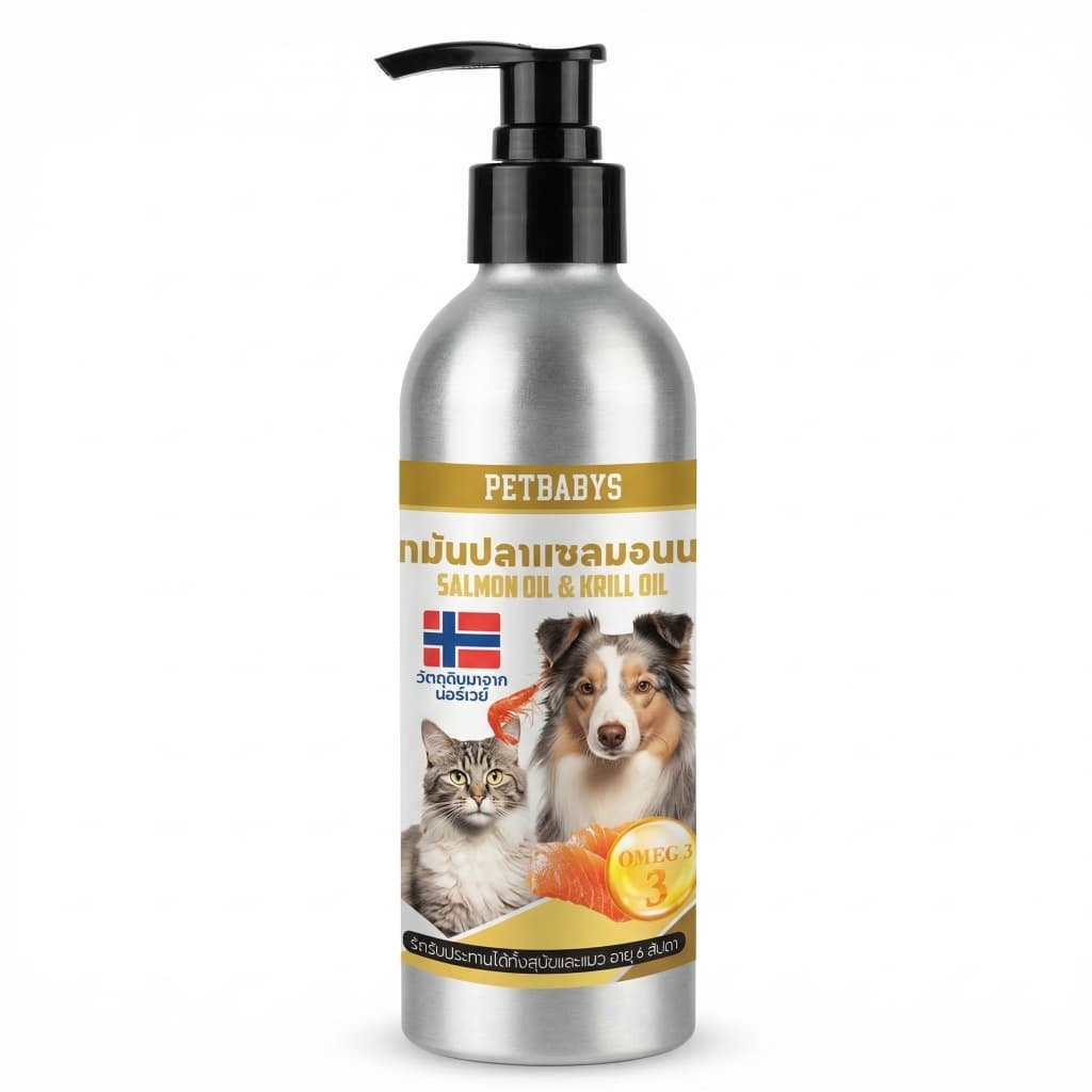 Salmon Oilน้ำมันปลาแซลมอนแท้ 100% Premium จาก Norway อุดมด้วยน้ํามันคริลล์ 40% สำหรับสุนัขและแมว บำรุงขนสวย ช่วย ให้เจริญอาหาร รูปที่ 7
