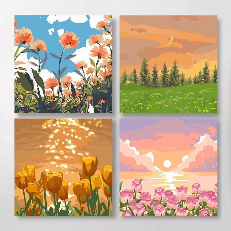 ระบายสีตามตัวเลข 20*20 ซม มีสี+พู่กัน ภาพวาดตกแต่งอะคริลิค วาดภาพสีน้ำมันดิจิตอล ของขวัญ DIY รูปที่ 7