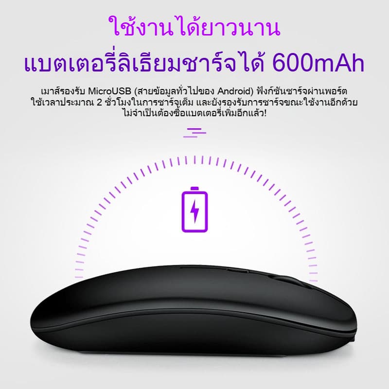 Lenovo-พิเศษ เมาส์ไร้สายบางเงียบสงบ บลูทูธ 2.4G เมาส์สำนักงาน USB แบบชาร์จไฟได้แบบคู่โหมด รูปที่ 3