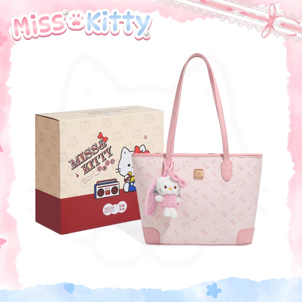 กระเป๋าสะพาย MISS KITTY สีชมพู กระเป๋าสะพายไหล่ผู้หญิง คิตตี้ กระเป๋าสะพายข้าง กระเป๋าใบใหญ่มาก กระเป๋าสะพายไหล่ รูปที่ 1