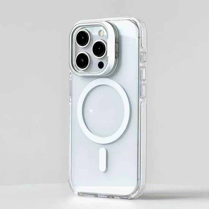 【Metal Bracket/Hight quality/Transparent Acrylic hard case/Gray】เคส compatible for iphone 11 12 13 14 15 16 17 pro max case รูปที่ 3