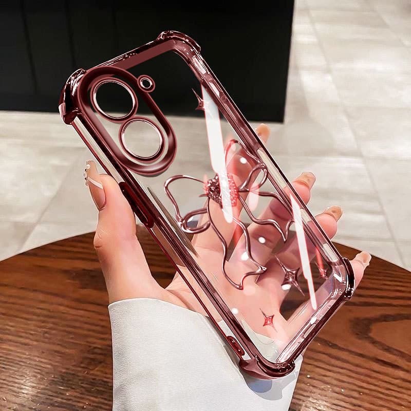 YBD Anti Fall สี่มุมสําหรับ Redmi 15A A7 Pro A5 Turbo 4 Pro Xiaomi POCO F7 POCO C71 C85X Clear เคสโทรศัพท์ Hollow Out การ์ตูนรูปแบบตัวอักษร รูปที่ 1
