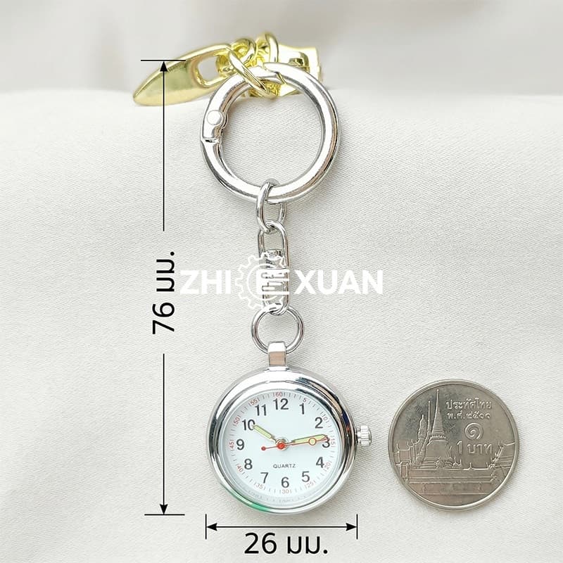 ZHI XUAN Minimalist Quartz Movement Pocket Watches พวงกุญแจ Portable Digital Clear Night Luminous Pocket Watch รูปที่ 6