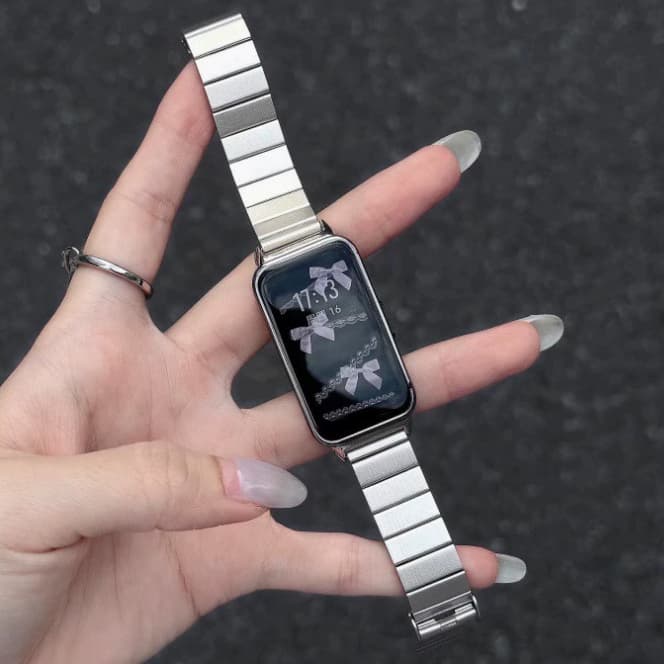 Stainless Steel Watch Strap For สาย Huawei Band 11 pro Strap Metal Huawei Band 11 สาย Steel สาย Huawei Band 10 Strap Slim Huawei Band 6/ Huawei Band 7/ Huawei Band 11 pro สาย Huawei Band 9 Strap Huawei band 7 Strap Replacement Huawei Band 11 pro สาย รูปที่ 1