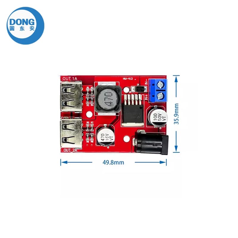 เชลล์ + LM2596 Dual USB DC-DC 9V 12V 24V 36V ถึง 5V 3A ขั้นตอนลง Buck Converter โมดูล รูปที่ 3