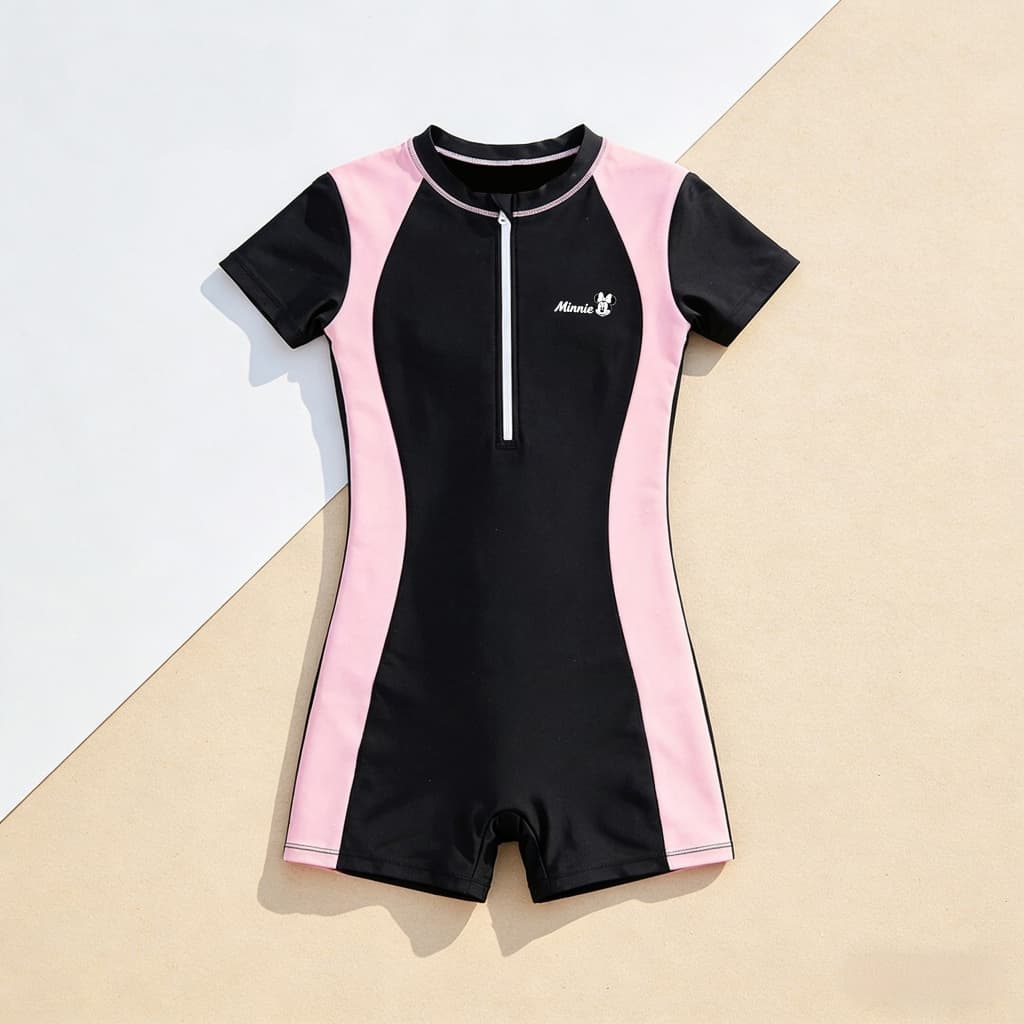 ชุดว่ายน้ำ Rash Guard One Piece แขนสั้น แบบ.Zip Front กันแดด UV Protection เหมาะสำหรับว่ายน้ำและสวมใส่ที่ชายหาด