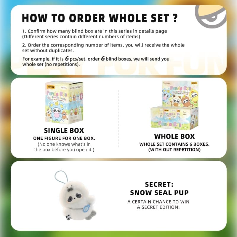 52TOYS Panda Roll The Zoo In Hands Series Plush Keychain Blind Box Figure Toy รูปที่ 3