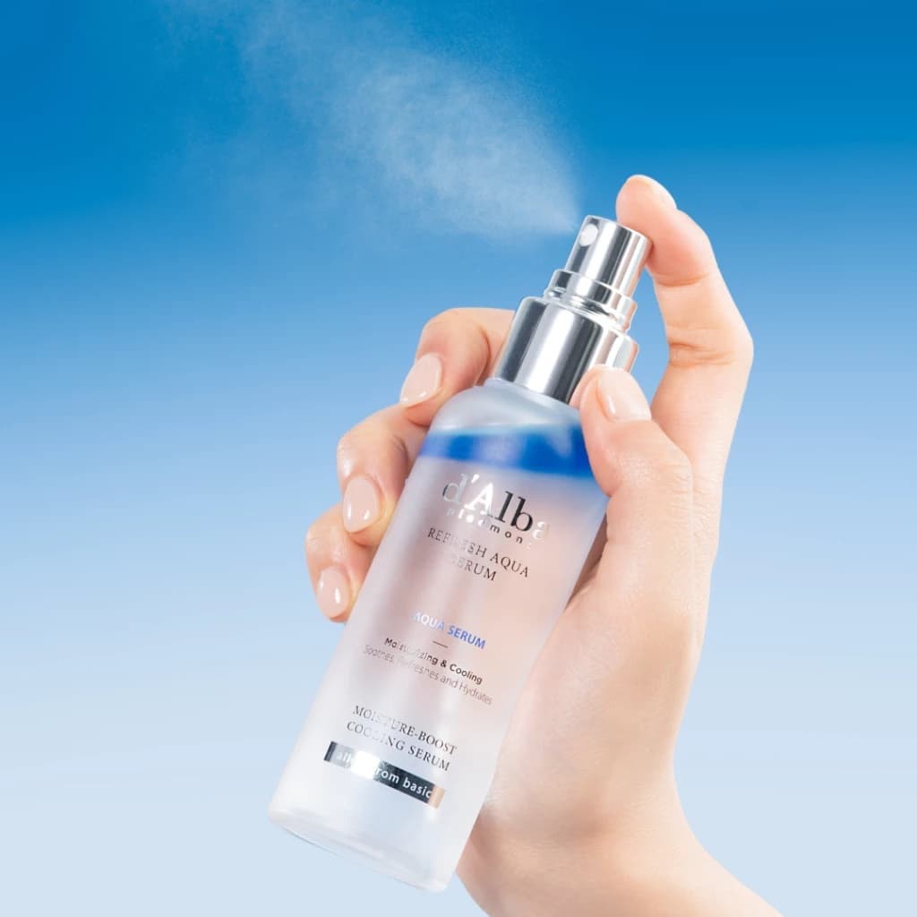 d'Alba Refresh Aqua Serum 100ml ดัลบา รีเฟรช อควา เซรั่ม สเปร์ยเซรั่มเติมความชุ่มชื้นให้ผิวล้ำลึก ปลอบประโลมผิวร้อน พร้อมลดอุณหภูมิผิว รูปที่ 6