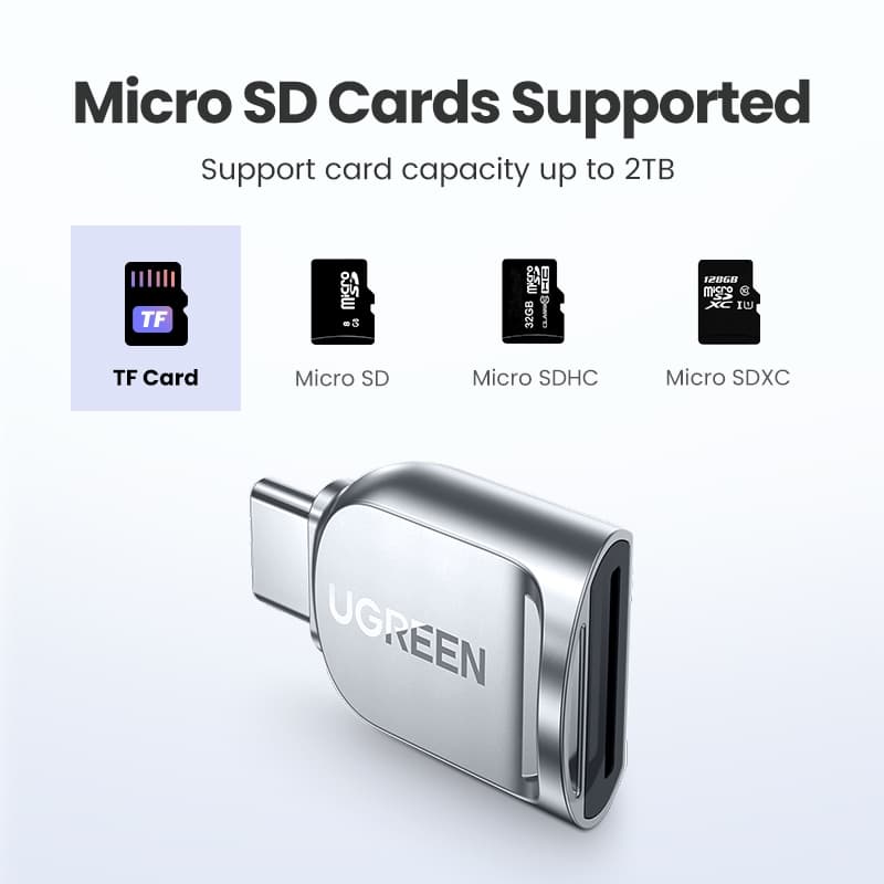 Ugreen อะแดปเตอร์การ์ดรีดเดอร์ TF USB C Micro SD USB 3.0 Type C OTG สําหรับ Micro SD Mac Windows Linux รูปที่ 2