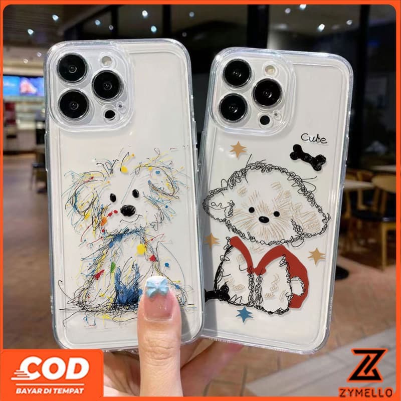 เหมาะสําหรับ OPPO Reno15F Reno15 PRO Reno14F Reno 13F Reno12 F Reno 11F Reno10 Reno8Z Reno7Z Reno8T Reno5 Reno4 Reno6z น่ารักการ์ตูนสีสายลูกสุนัขกันกระแทกเคสโทรศัพท์TPU รูปที่ 1