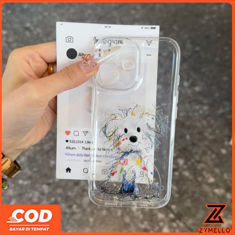เหมาะสําหรับ OPPO Reno15F Reno15 PRO Reno14F Reno 13F Reno12 F Reno 11F Reno10 Reno8Z Reno7Z Reno8T Reno5 Reno4 Reno6z น่ารักการ์ตูนสีสายลูกสุนัขกันกระแทกเคสโทรศัพท์TPU รูปที่ 3