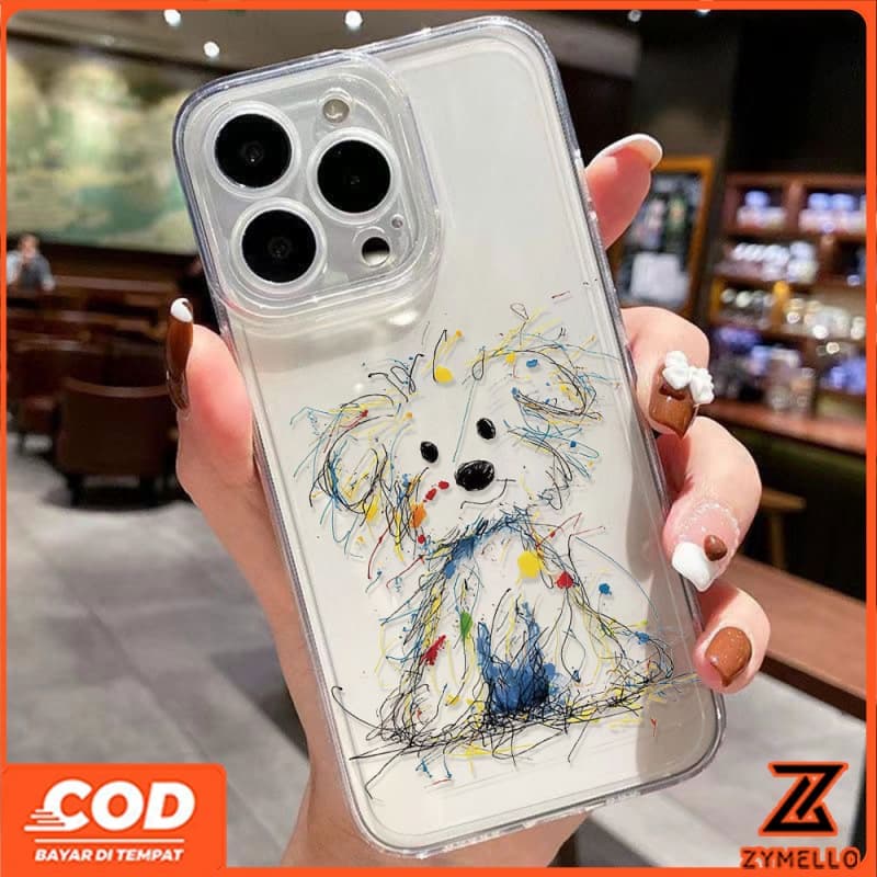 เหมาะสําหรับ OPPO Reno15F Reno15 PRO Reno14F Reno 13F Reno12 F Reno 11F Reno10 Reno8Z Reno7Z Reno8T Reno5 Reno4 Reno6z น่ารักการ์ตูนสีสายลูกสุนัขกันกระแทกเคสโทรศัพท์TPU รูปที่ 5