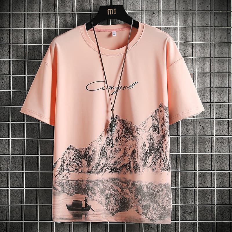 เสื้อยืดคอกลมผ้าไหมน้ำแข็งสำหรับผู้ชาย สวมใส่ง่ายสบายในฤดูร้อน ออกแบบให้ระบายอากาศได้ดี มีสไตล์ทันสมัย รูปที่ 4