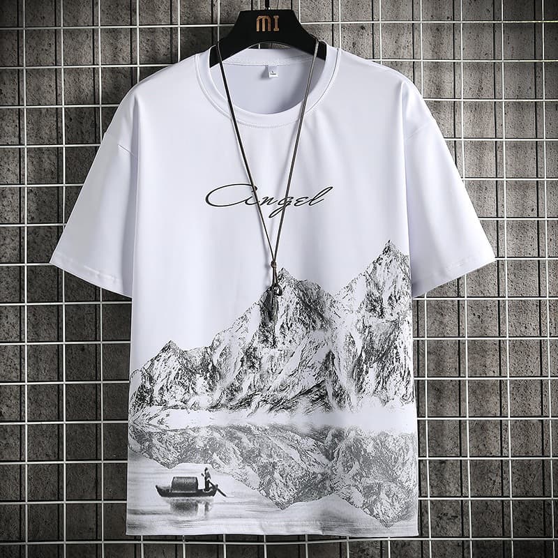 เสื้อยืดคอกลมผ้าไหมน้ำแข็งสำหรับผู้ชาย สวมใส่ง่ายสบายในฤดูร้อน ออกแบบให้ระบายอากาศได้ดี มีสไตล์ทันสมัย รูปที่ 2