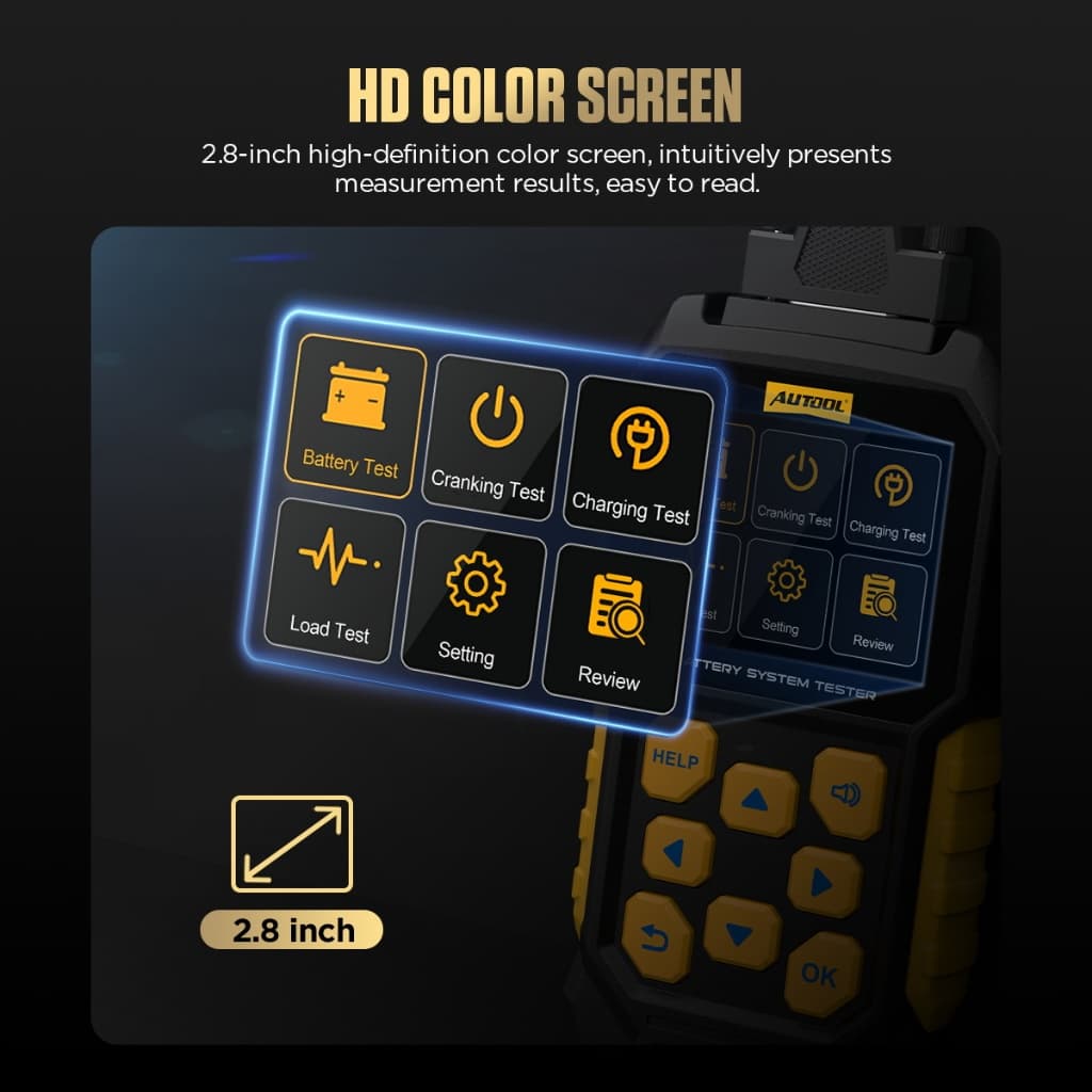 AUTOOL BT460 12V 24V รองรับไทยเครื่องวิเคราะห์แบตเตอรี่รถยนต์สำหรับรถบรรทุกหนักจอแสดงผลสีสันสดใส TFT 4 นิ้วมัลติฟังก์ชั่น รูปที่ 4