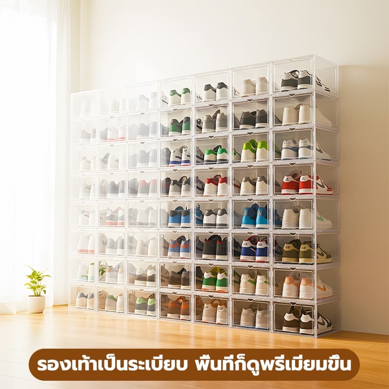 GREENIKA กล่องรองเท้า พลาสติกแข็งอย่างดี แข็งแรง กล่องใส่รองเท้า กล่องเก็บรองเท้า สีดำ/สีขาว รูปที่ 8