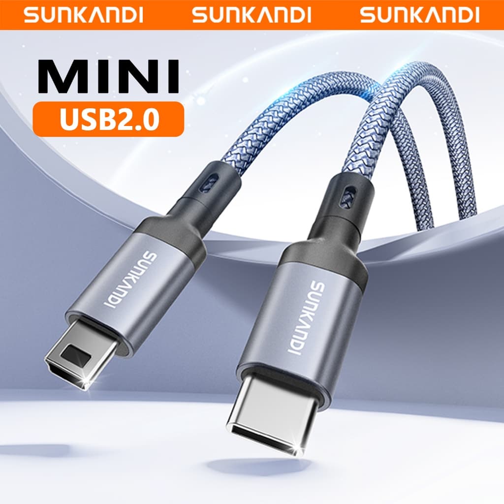 SUNKANDI Mini USB to USB C Cable 480Mbps OTG V3 สายถักสําหรับกล้อง Dashcams Mp3 4 รูปที่ 1