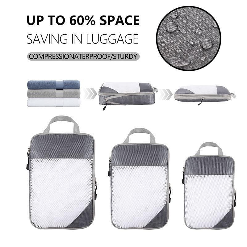 กระเป๋าจัดระเบียบเดินทาง แบบบีบอัด ประหยัดพื้นที่ | Packing Cubes 9 ชิ้น | ส่งจากไทย รูปที่ 7