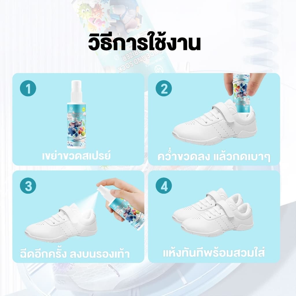 LEMOM PRINCE สเปรย์ดับกลิ่นรองเท้า 100ml. ลดแบคทีเรีย หอมสดชื่น ดับกลิ่นไม่พึงประสงค์ รูปที่ 4