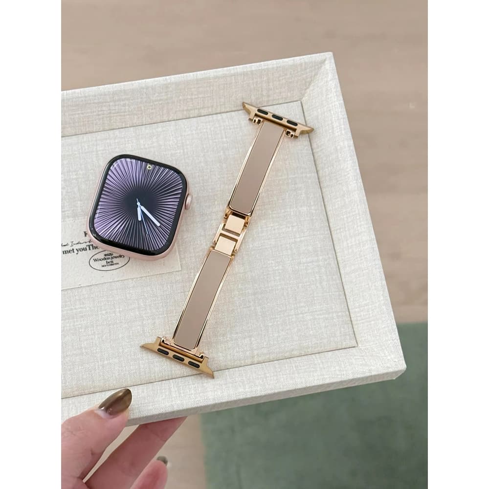 สุภาพสตรีแฟชั่นบางโลหะสร้อยข้อมือสําหรับ Apple Watch S11 SE3 Ultra3 S10 S9 S8 SE S7 S6 Ultra 49 46 42 44 41 45 มม. สายรัดข้อมือ รูปที่ 3