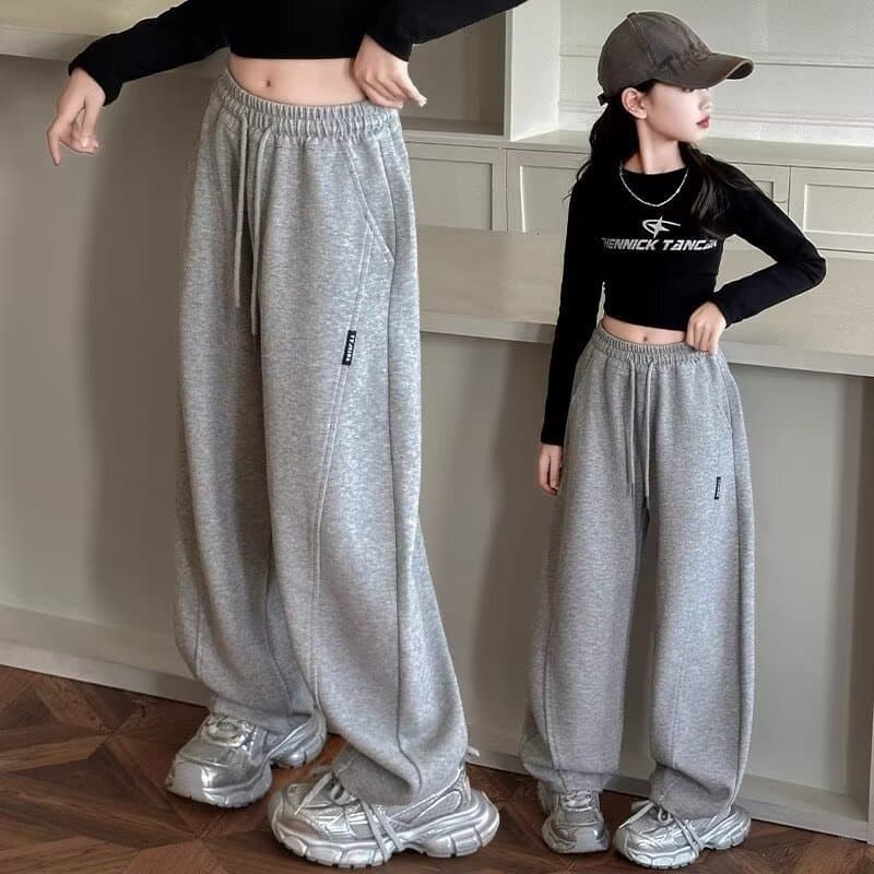 กางเกงเด็กผู้หญิง กางเกงวอร์มสำหรับสาว ๆ เอวยางยืด เทา / ดำ 130-160cm แฟชั่น พักผ่อน สบาย เวอร์ชั่นเกาหลี ฤดูร้อน รูปที่ 1