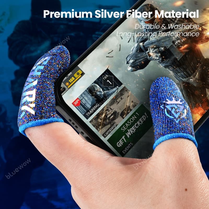 BlueWow แขนนิ้วสําหรับเล่นเกมมือถือระบายอากาศป้องกันเหงื่อแขนนิ้วหัวแม่มือบางเฉียบสําหรับ PUBG รูปที่ 4