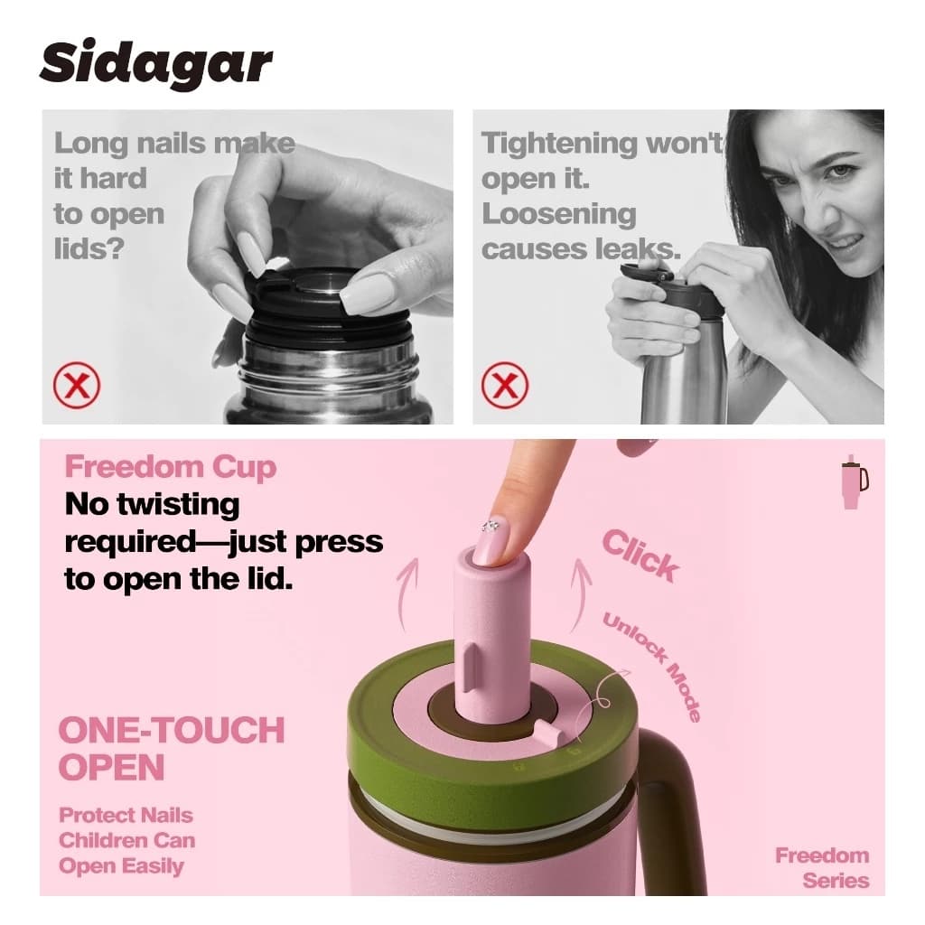Sidagar แก้วเก็บความเย็น 1100ML ความจุสูง เคลือบเซรามิก แก้วน้ํา พร้อมหลอดดูด ถอดได้ ถ้วยน้ำสำหรับกีฬากลางแจ้ง รูปที่ 3