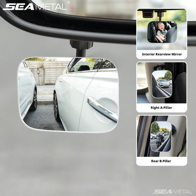 SEAMETAL กระจกจุดบอดรถยนต์ กระจกมุมกว้าง 360° ยานพาหนะกระจกเสริมความปลอดภัย HD แบบปรับได้ รูปที่ 2