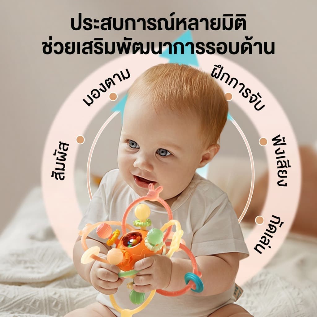 ⭐ของขวัญเด็กเกิดใหม่⭐แมนฮัตตันแฮนด์บอล ยางกัด ยางกัดเขย่ามีเสียง กระตุ้นกล้ามเนื้อ ลูกบอลนิ้วมือ รูปที่ 9