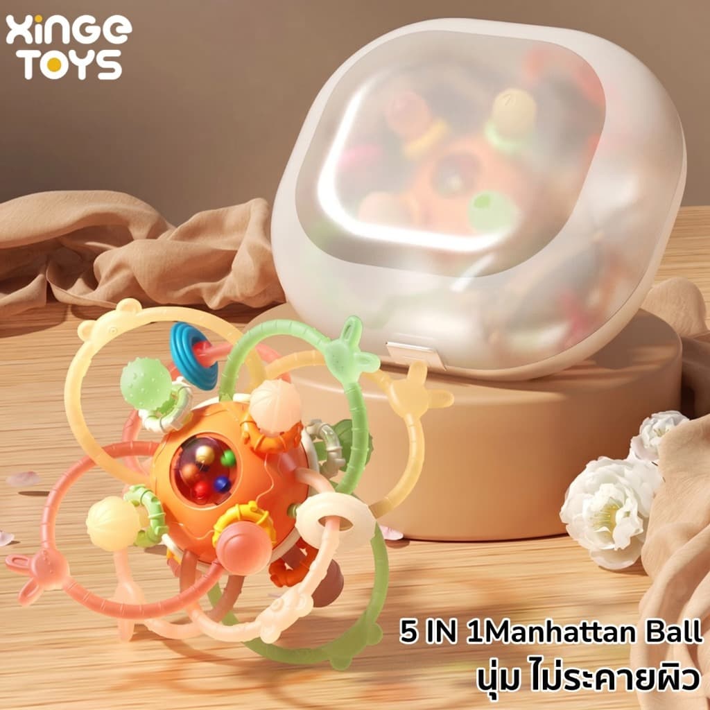 ⭐ของขวัญเด็กเกิดใหม่⭐แมนฮัตตันแฮนด์บอล ยางกัด ยางกัดเขย่ามีเสียง กระตุ้นกล้ามเนื้อ ลูกบอลนิ้วมือ รูปที่ 1
