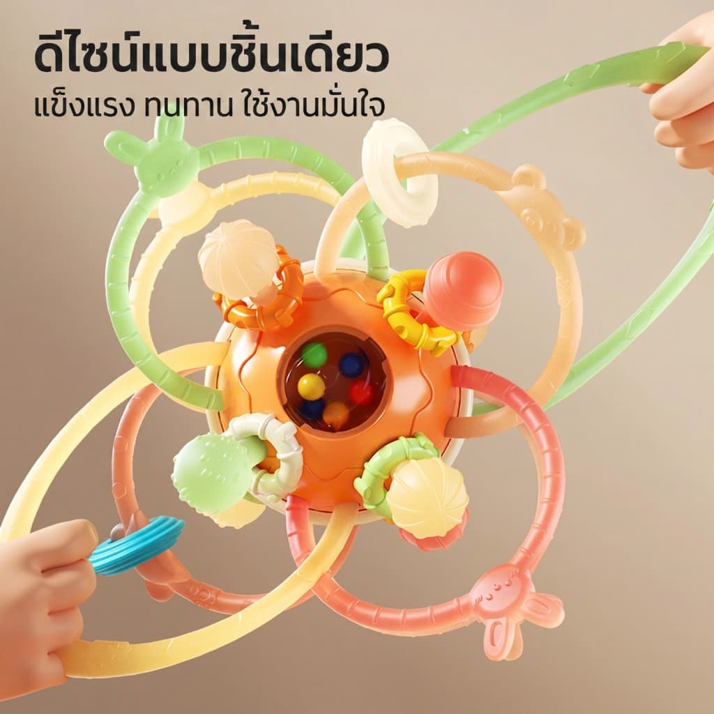 ⭐ของขวัญเด็กเกิดใหม่⭐แมนฮัตตันแฮนด์บอล ยางกัด ยางกัดเขย่ามีเสียง กระตุ้นกล้ามเนื้อ ลูกบอลนิ้วมือ รูปที่ 6