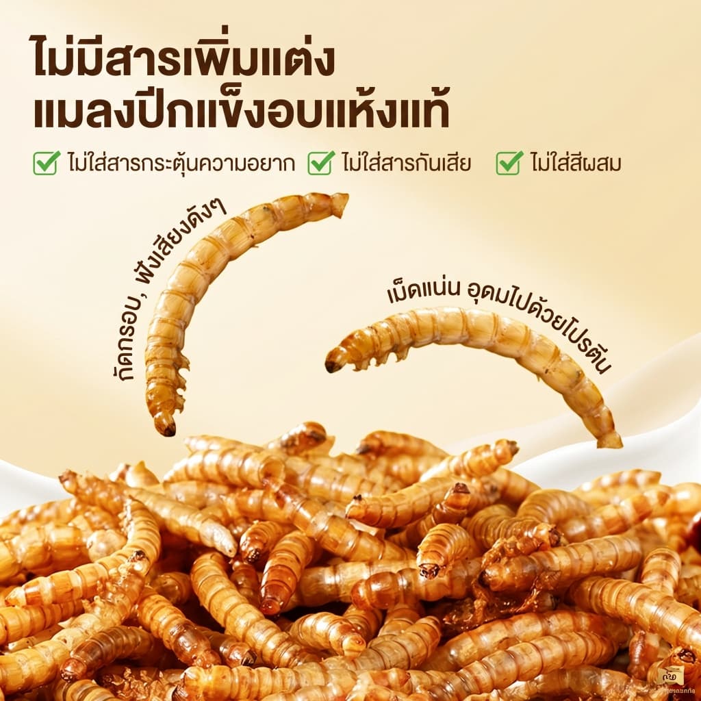 PETLUSCI หนอนอบแห้ง 1800ml อาหารหนูแฮมเตอร์ หนอนอาหาร โปรตีนสูง Hamster หนอนอาหารแห้ง หนอนนก รูปที่ 2