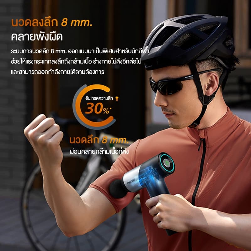 Philips เครื่องนวดมือถือ Fascia Gun Massage Gun ปืนนวดไฟฟ้า นวดกล้ามเนื้อที่นวดไฟฟ้า ปืนนวด ของขวัญ PPM7323 PPM7325 รูปที่ 4