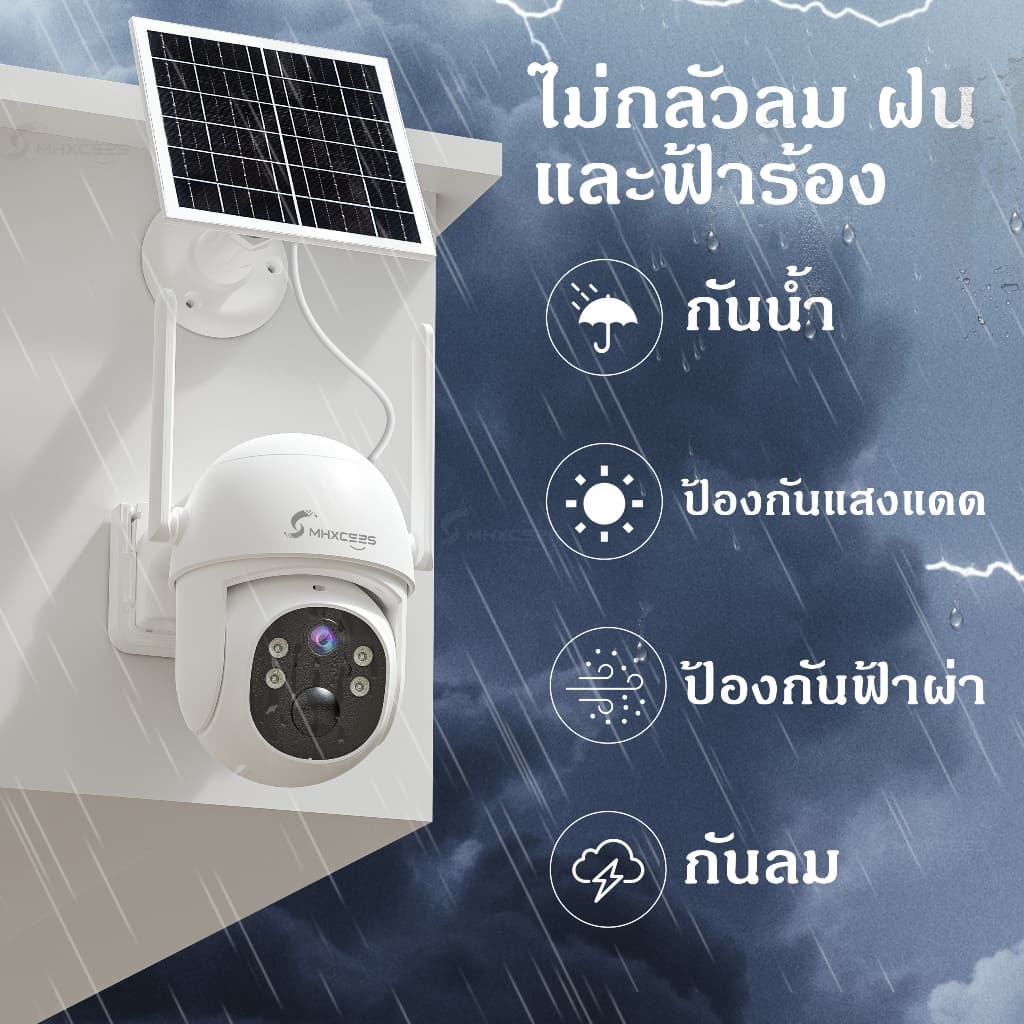 MHXCEES กล้องวงจรปิดโซล่าเซลล์ไร้สาย 4G , 2k กล้อง 360 องศา Tuya/Smart Life รูปที่ 9
