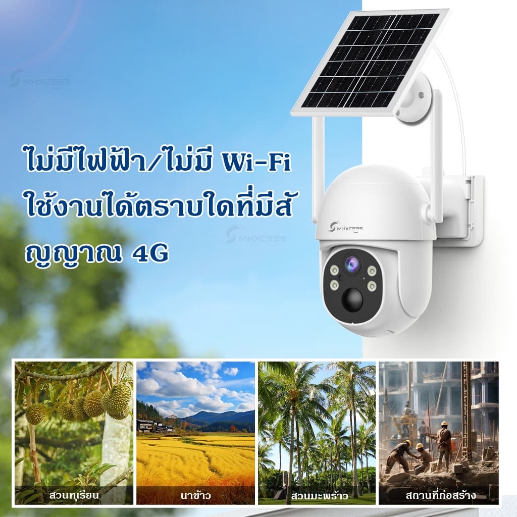 MHXCEES กล้องวงจรปิดโซล่าเซลล์ไร้สาย 4G , 2k กล้อง 360 องศา Tuya/Smart Life รูปที่ 7